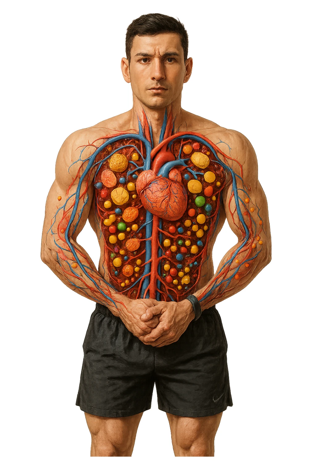 immagine realistica prendendo spunto da questa dei Nutrienti , vitamine, carboidrati ecc.. veicolati nel corpo senza scritte sticker