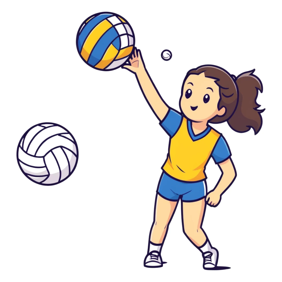Girl with long brunette hair playing volleyball  sticker