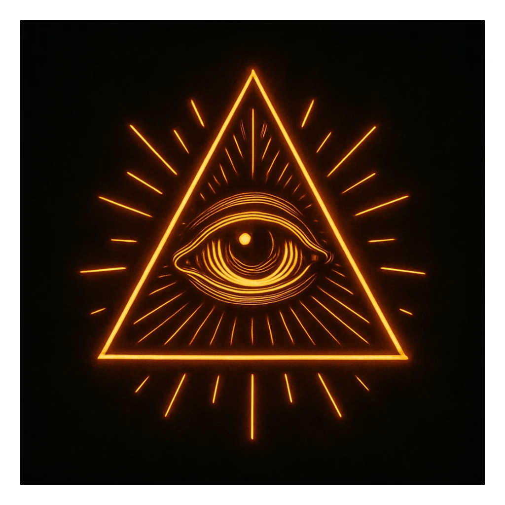 the Illuminati symbol, stylized with glowing lines and a dark background sticker