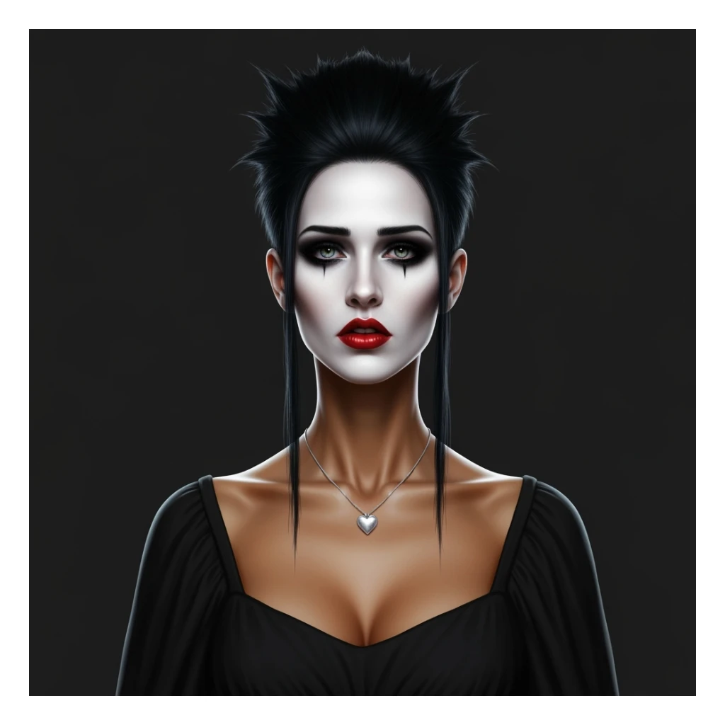 goth profile picture with a heart accent, cute, expressive, minimal, variation 2 sticker