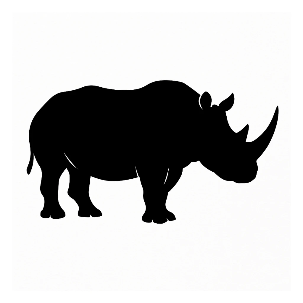 Rhinoceros black silhouette white background sticker