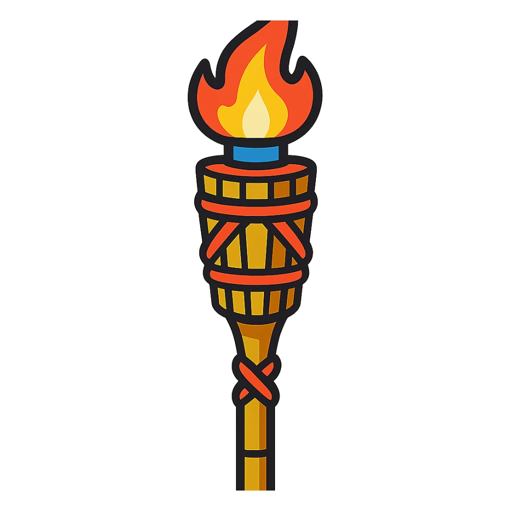 vibrant toon style bamboo torch sticker