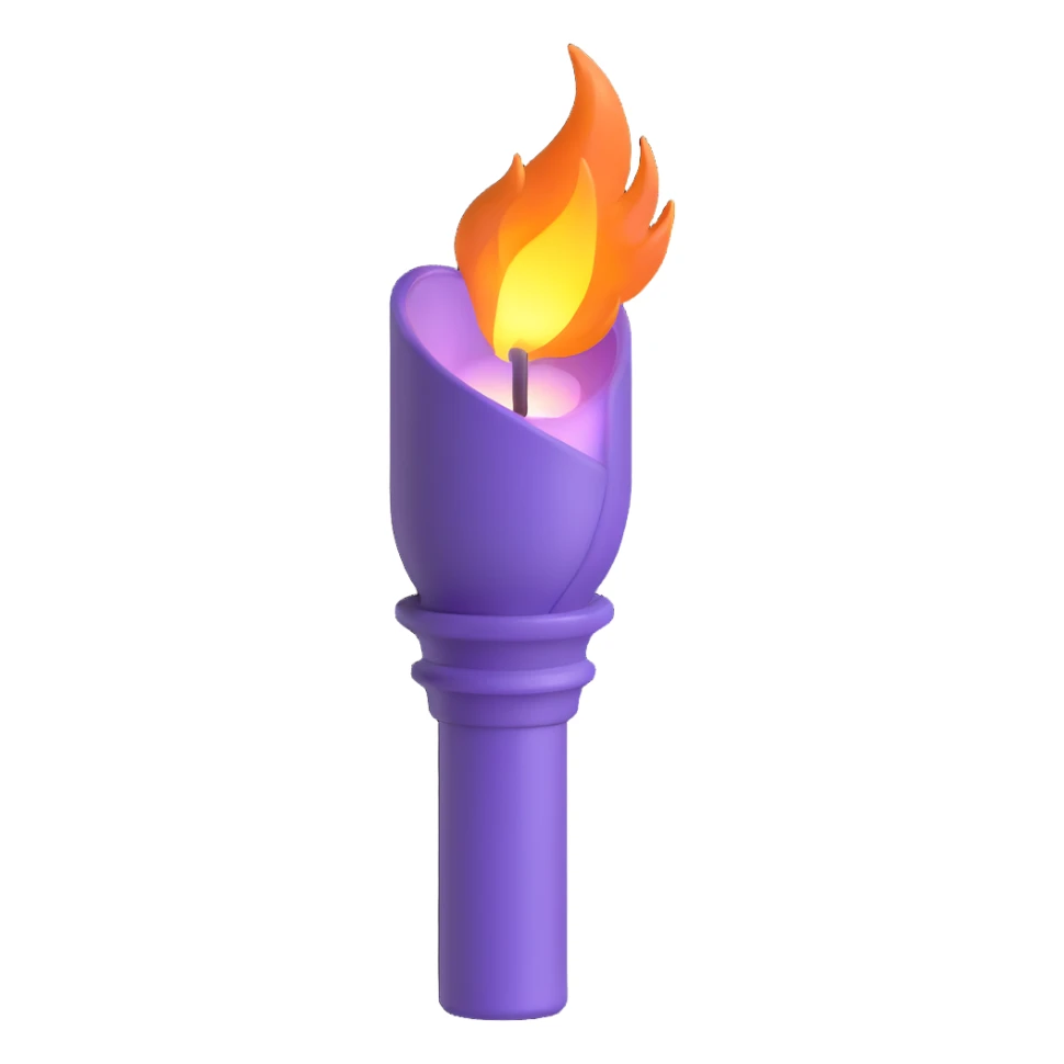 a violet torch inspired by NYU, with a glowing flame and elegant details sticker