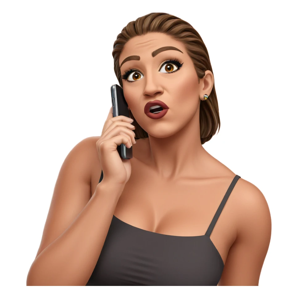 girl with brown hair and phone sticker