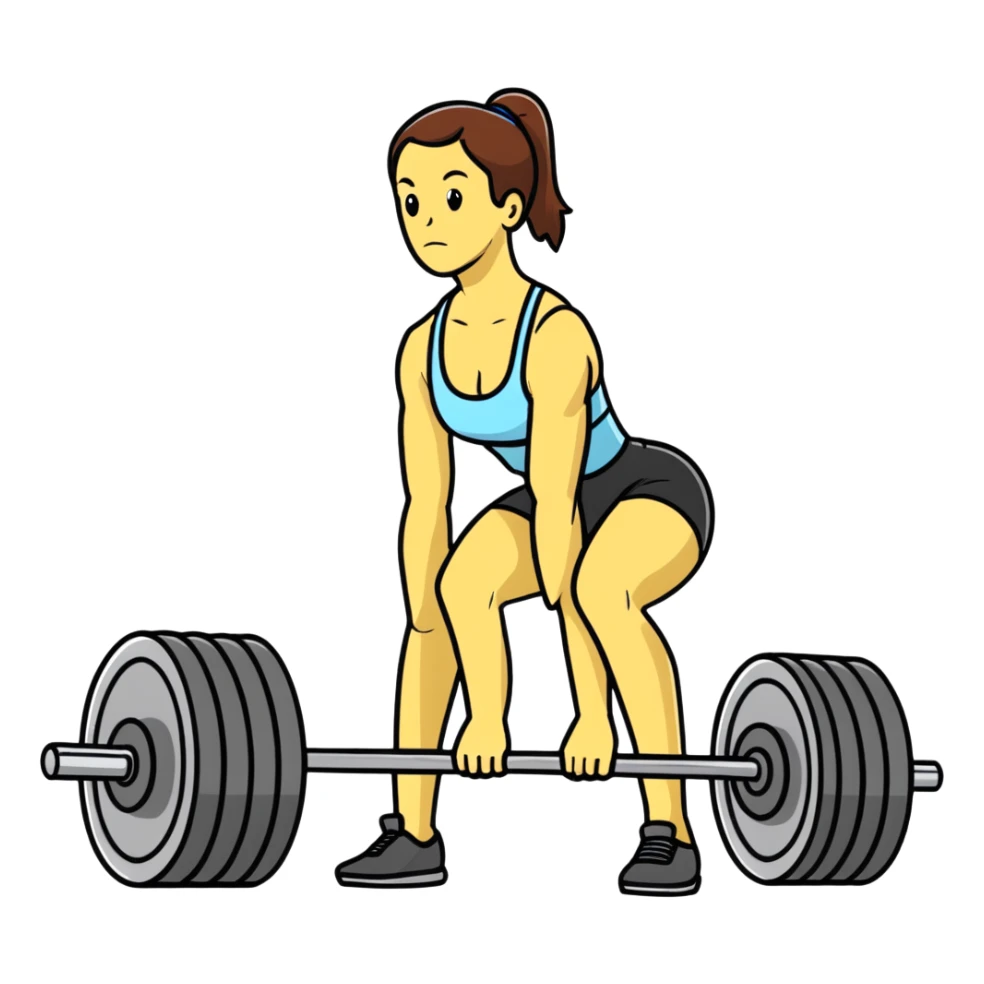 Fitness trainer showing correct posture for deadlift exercise sticker