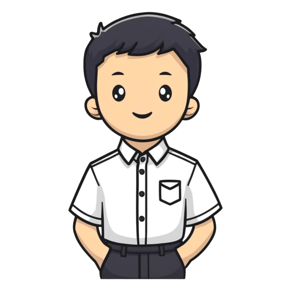 white shirt with three white buttons for a boy sticker