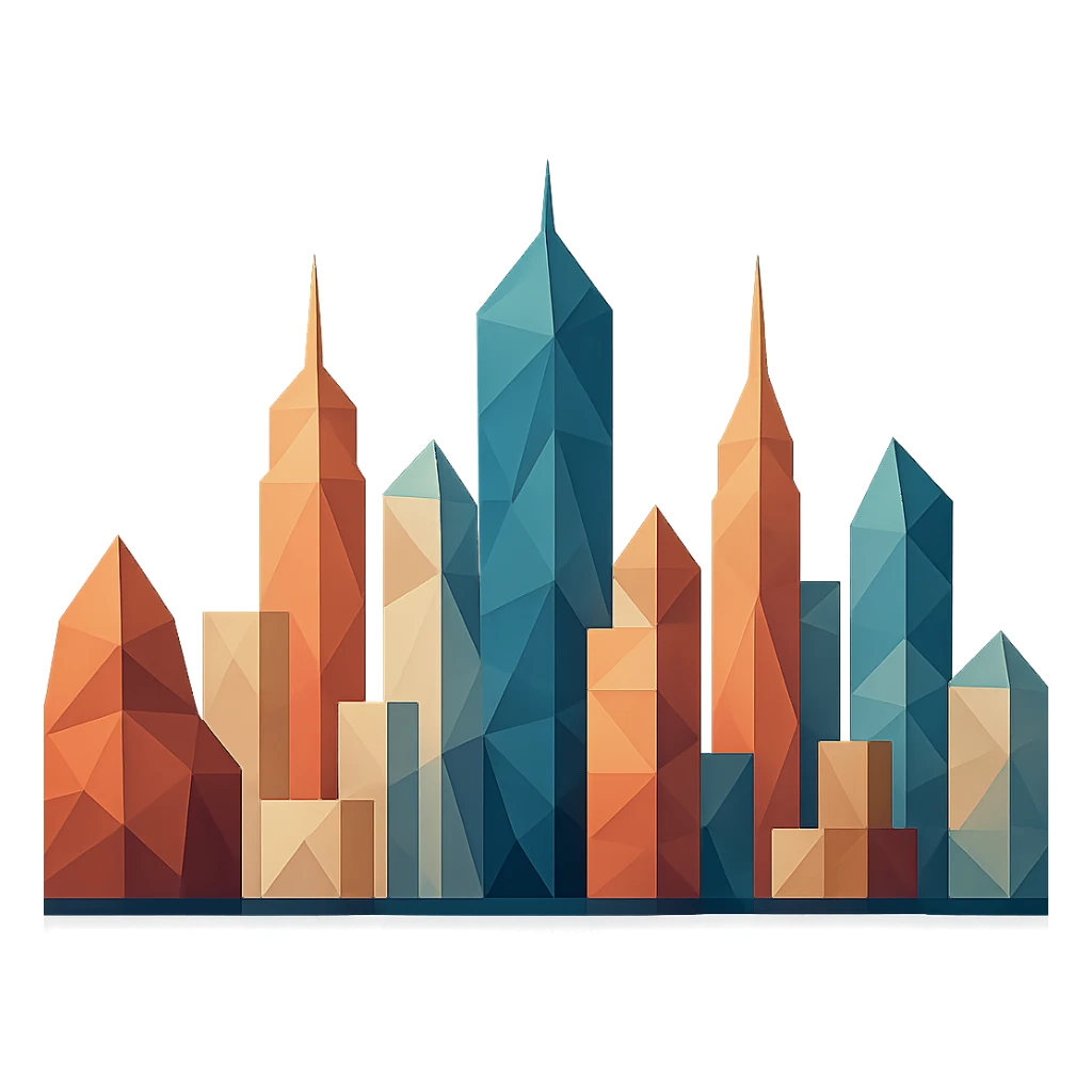 city skyline composed of geometric shapes in polygonal style sticker
