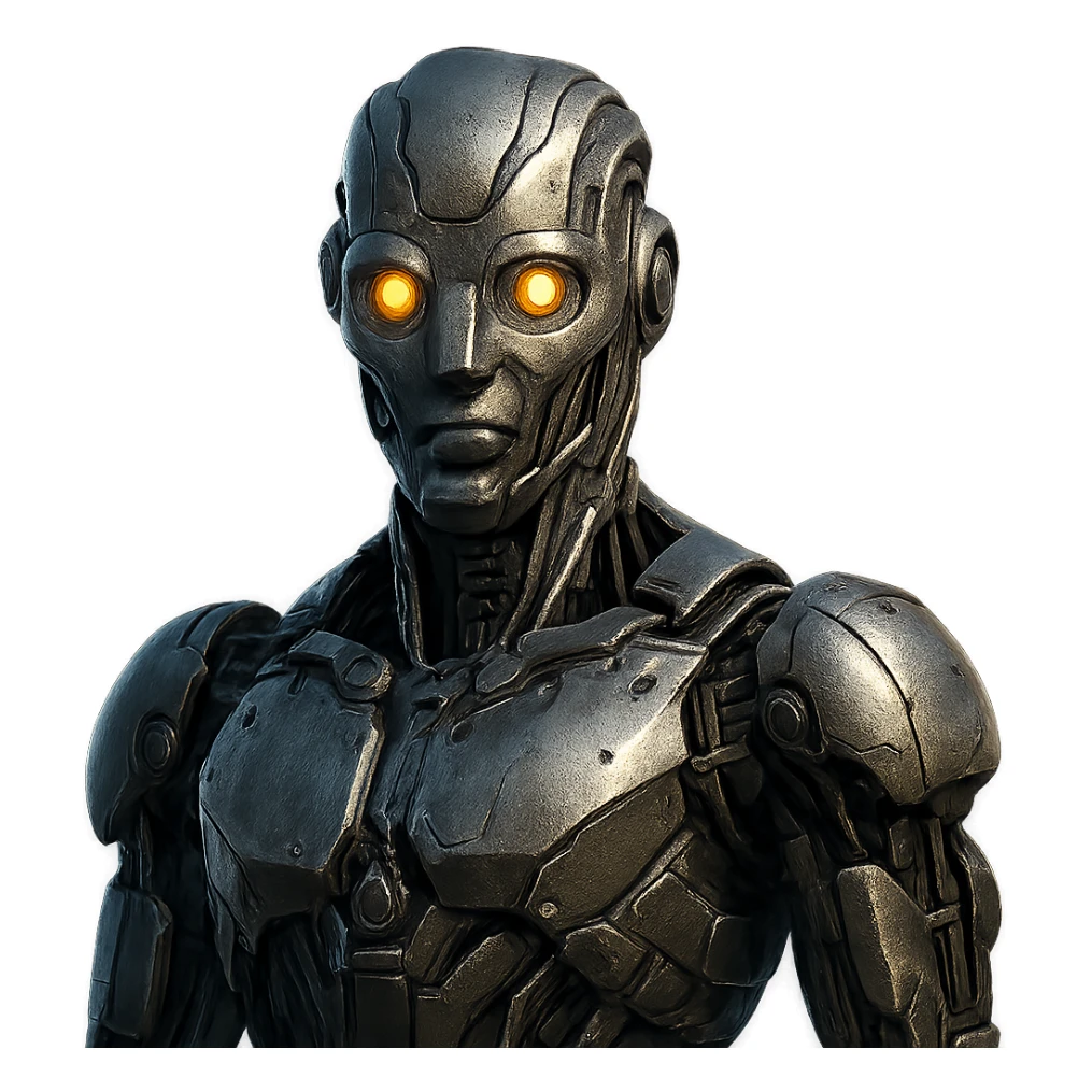 ai robot, detailed, metallic, glowing eyes sticker