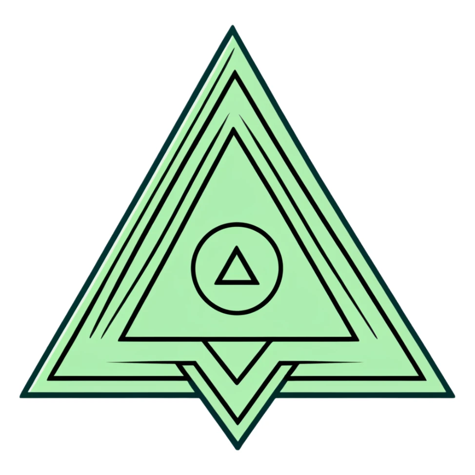 Ancient Maya emotion symbol, strictly only white and deep dark green colors, geometric sharp lines, angular, minimalist glyph style sticker