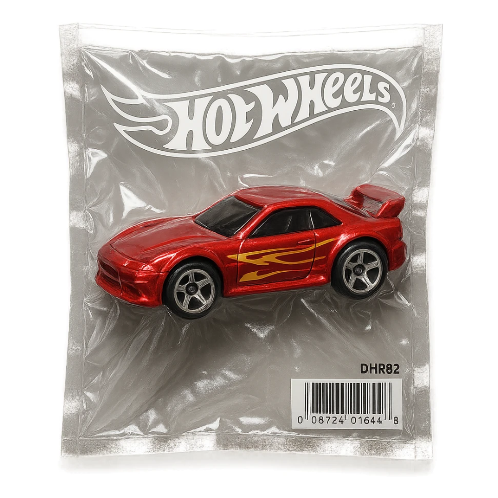Hot Wheels toy car, glossy and puffy, vacuum-sealed style sticker