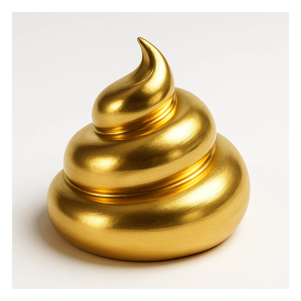 golden poop, gold object, shiny, stylized, no text sticker