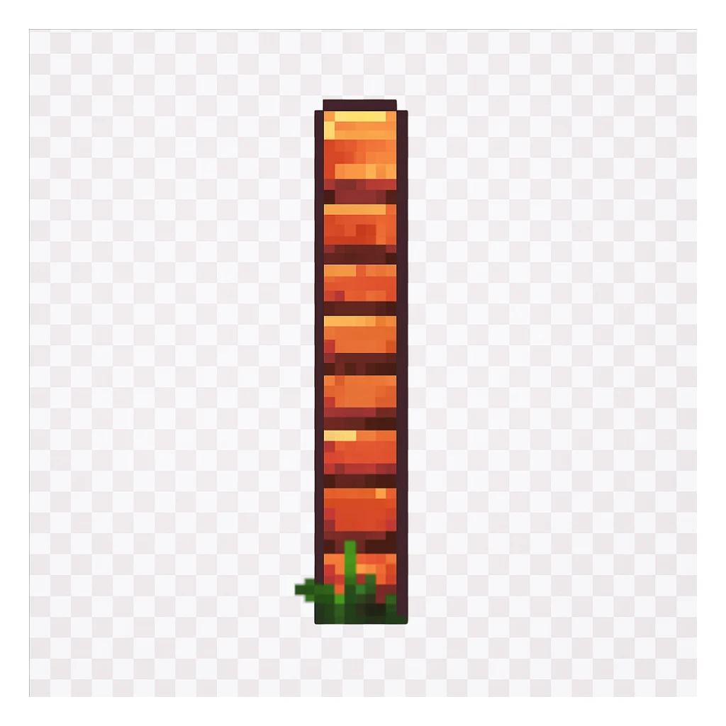 Make the brick wall appear very narrow, as if viewed directly from the side in profile. Keep the pixel art style. sticker