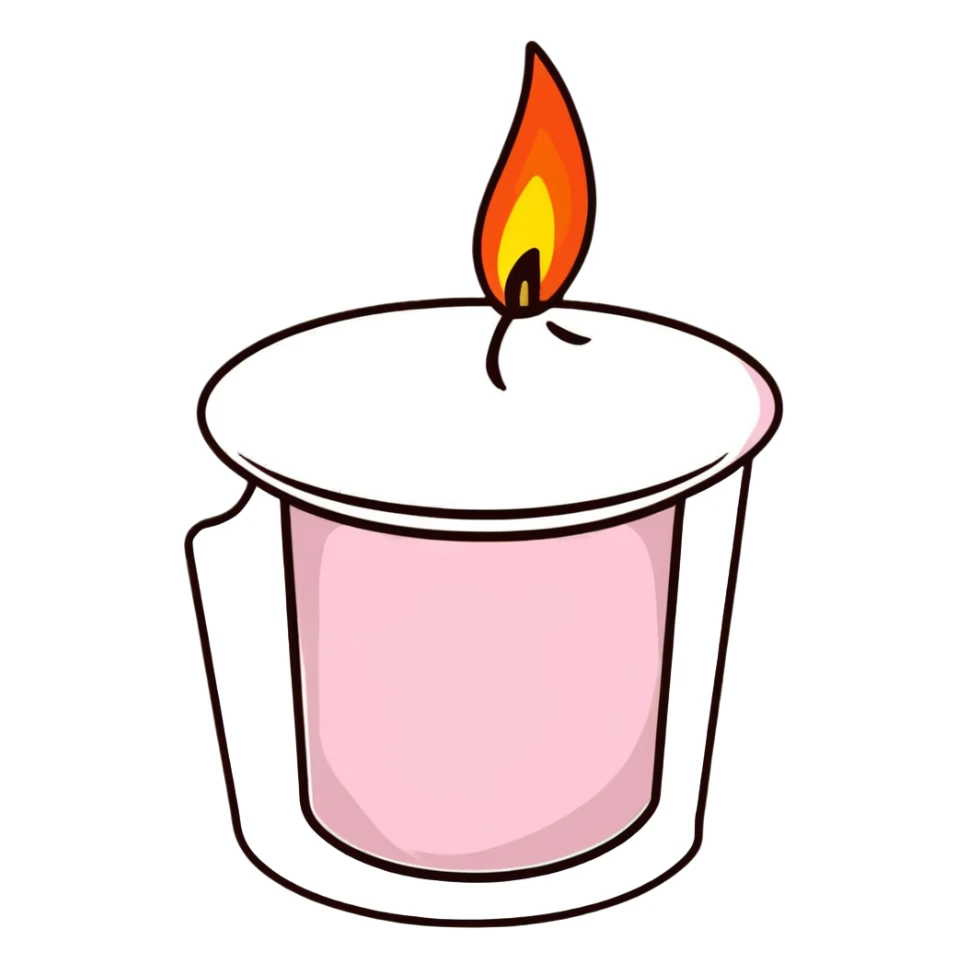 minimalist aesthetic scented candle with a gentle flame sticker