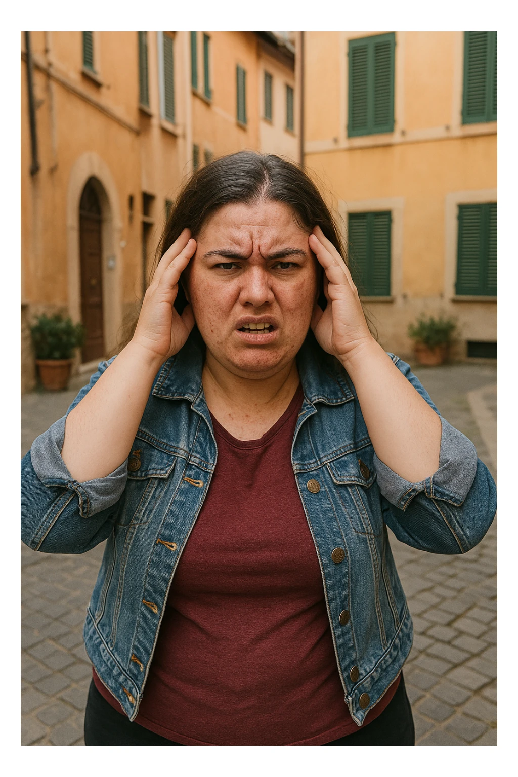 Donna con pcos e irritabilità come sindrome evidente immagine realistiche in italiano sticker