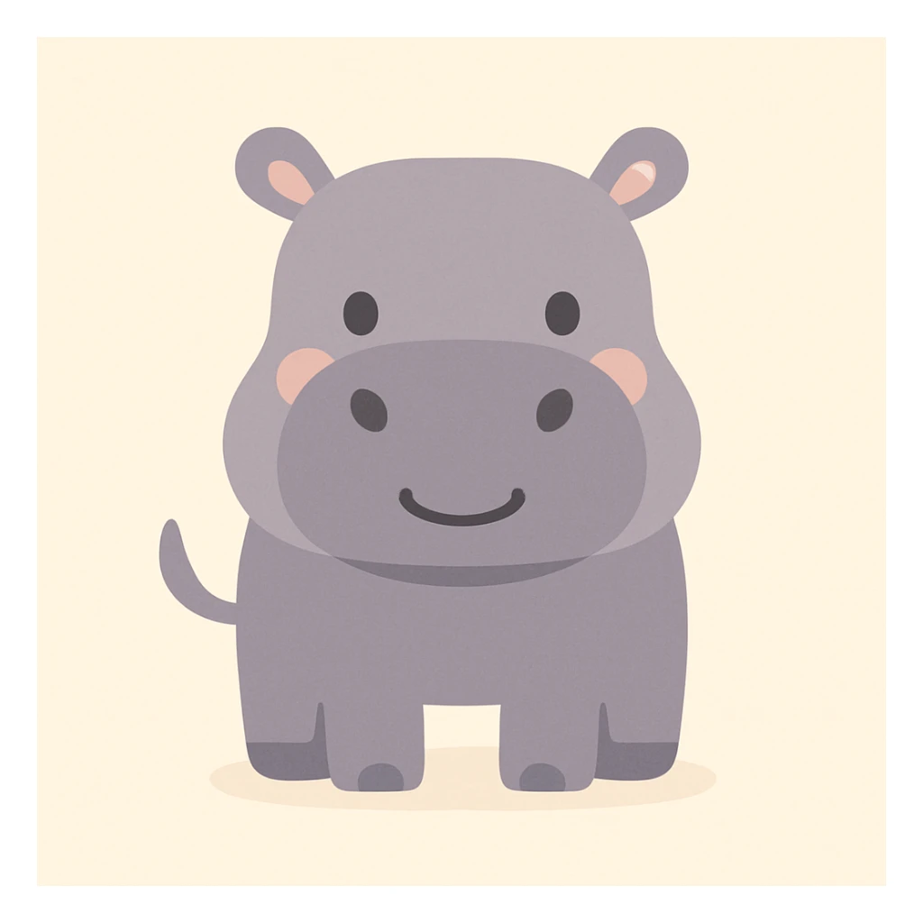 Flat design style hippopotamus sticker