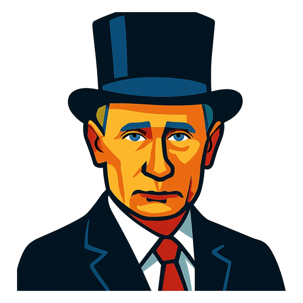 Putin in a black top hat sticker