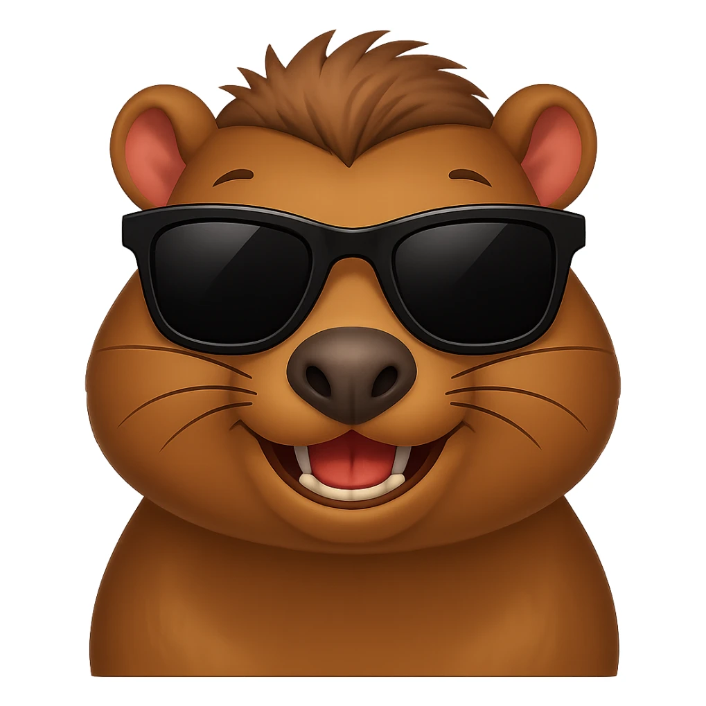 Add cool sunglasses to the funny capybara, keep the style consistent with the original images, and maintain no background (transparent). sticker
