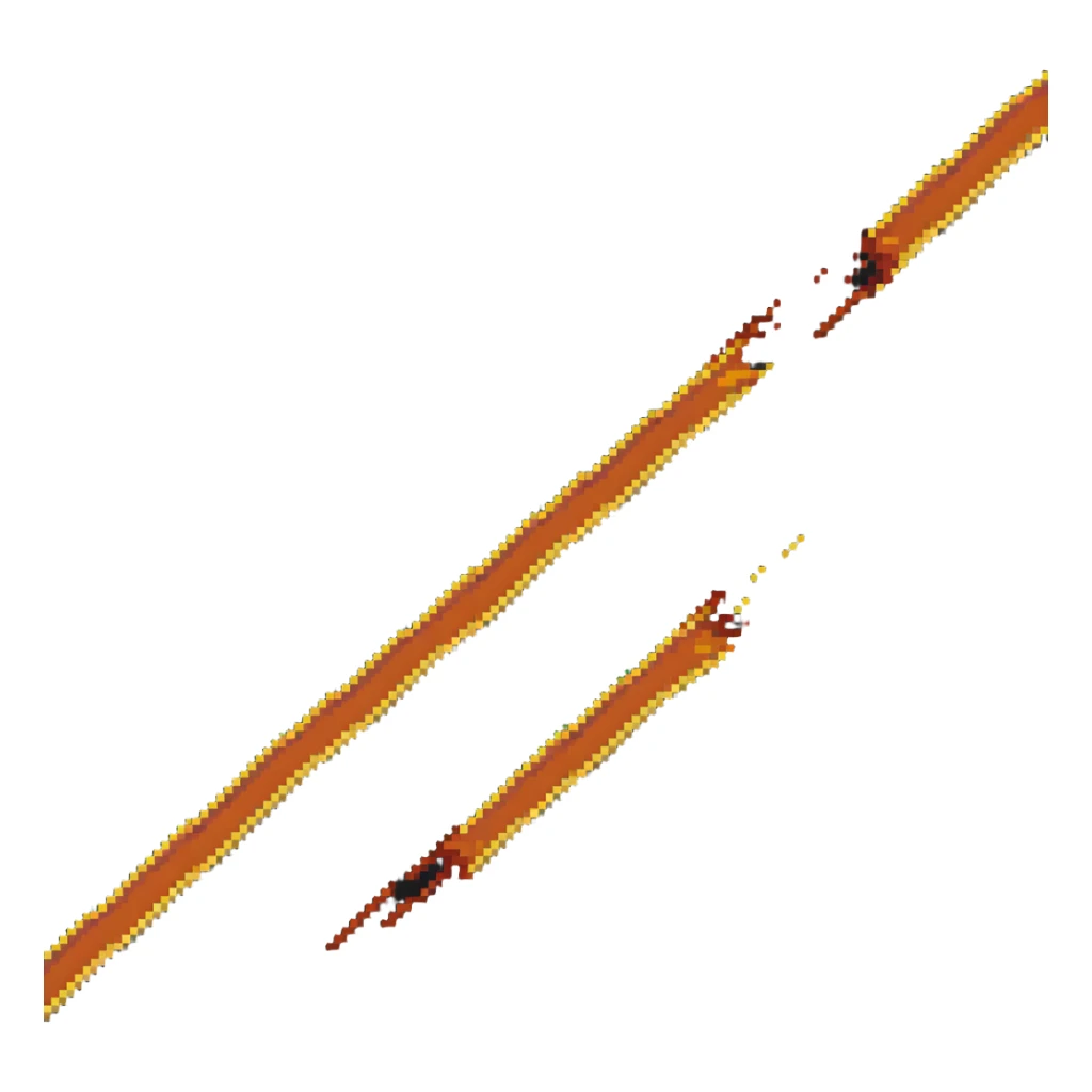 horizontal line of fire, extending left and right, orange and yellow sticker