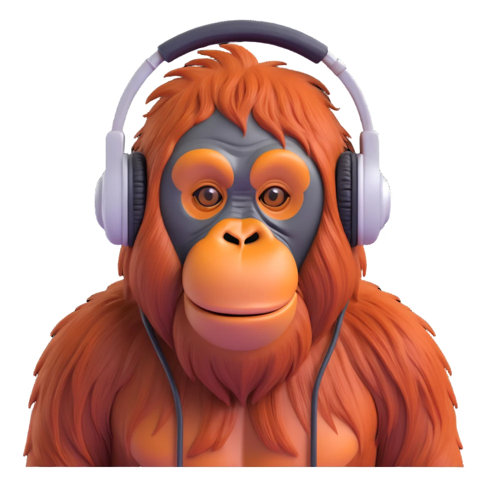 a cool orangutan with headphones listening to music chill vibe sticker