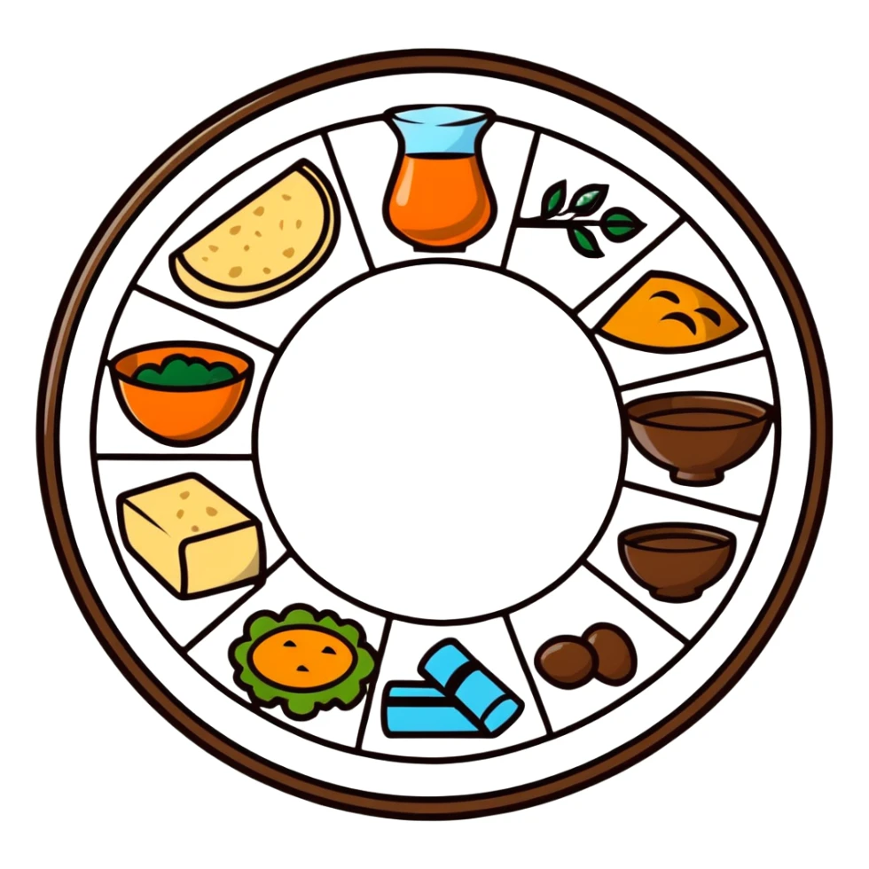 Passover seder plate with symbolic foods sticker