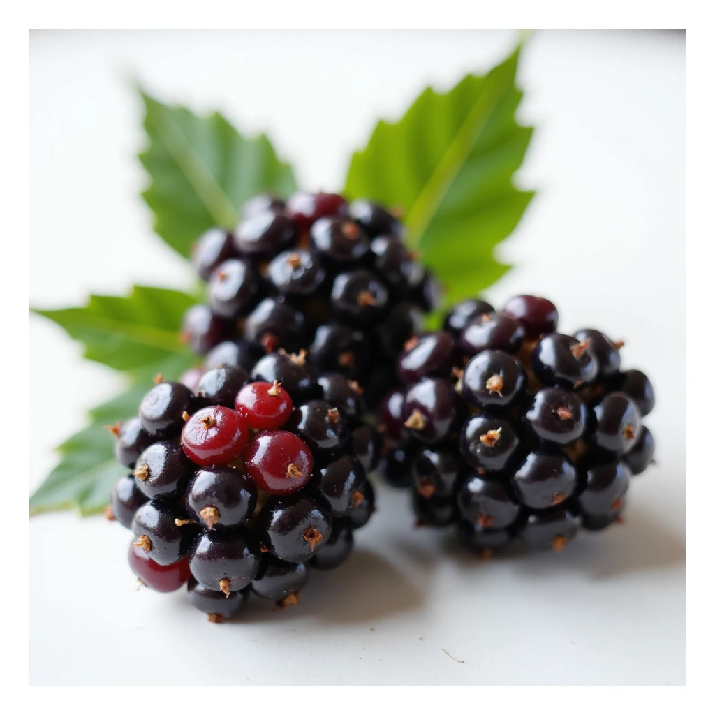 sweet blackberries, realistic and juicy, with leaves sticker