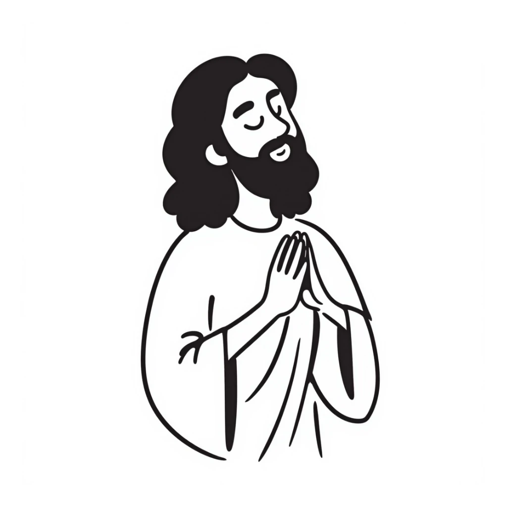 Jesus Christ with long hair and beard, wearing robes, with a kind expression sticker