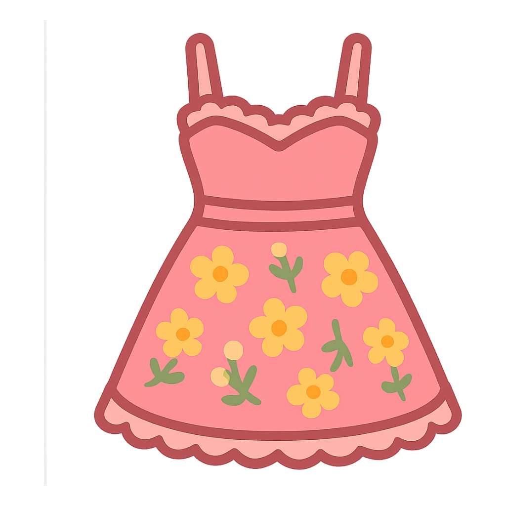 frilly lacey floral pink summer sundress, flat twitter-style emoji sticker