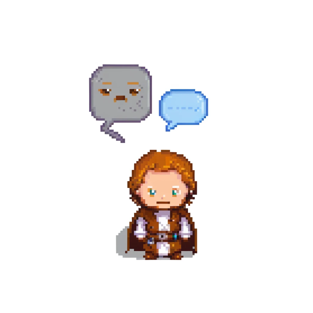pixel art of Obi-Wan Kenobi with a speech bubble saying 'Hello there' sticker