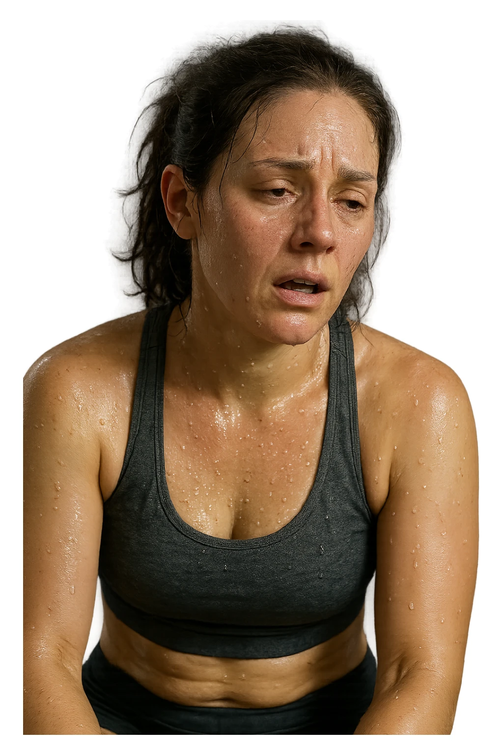 donna molto stanca dopo il workout immagine realistica in 3d sticker