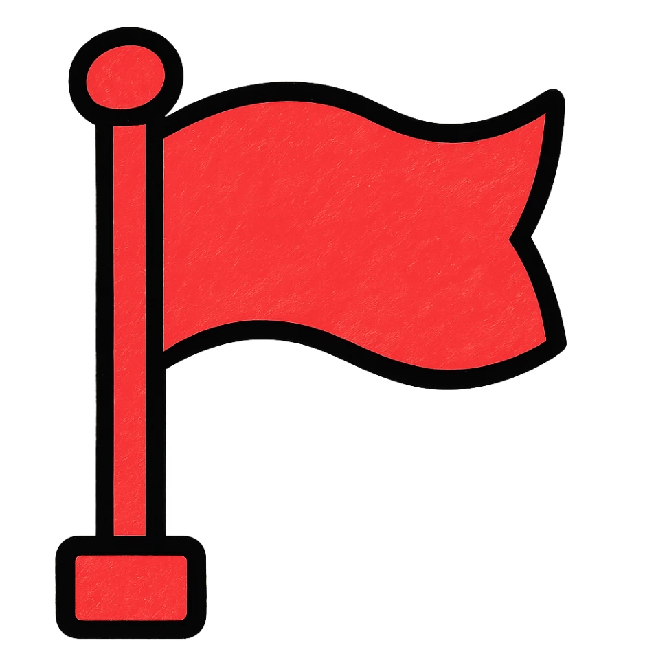 red flag, stylized, bold color, no text sticker