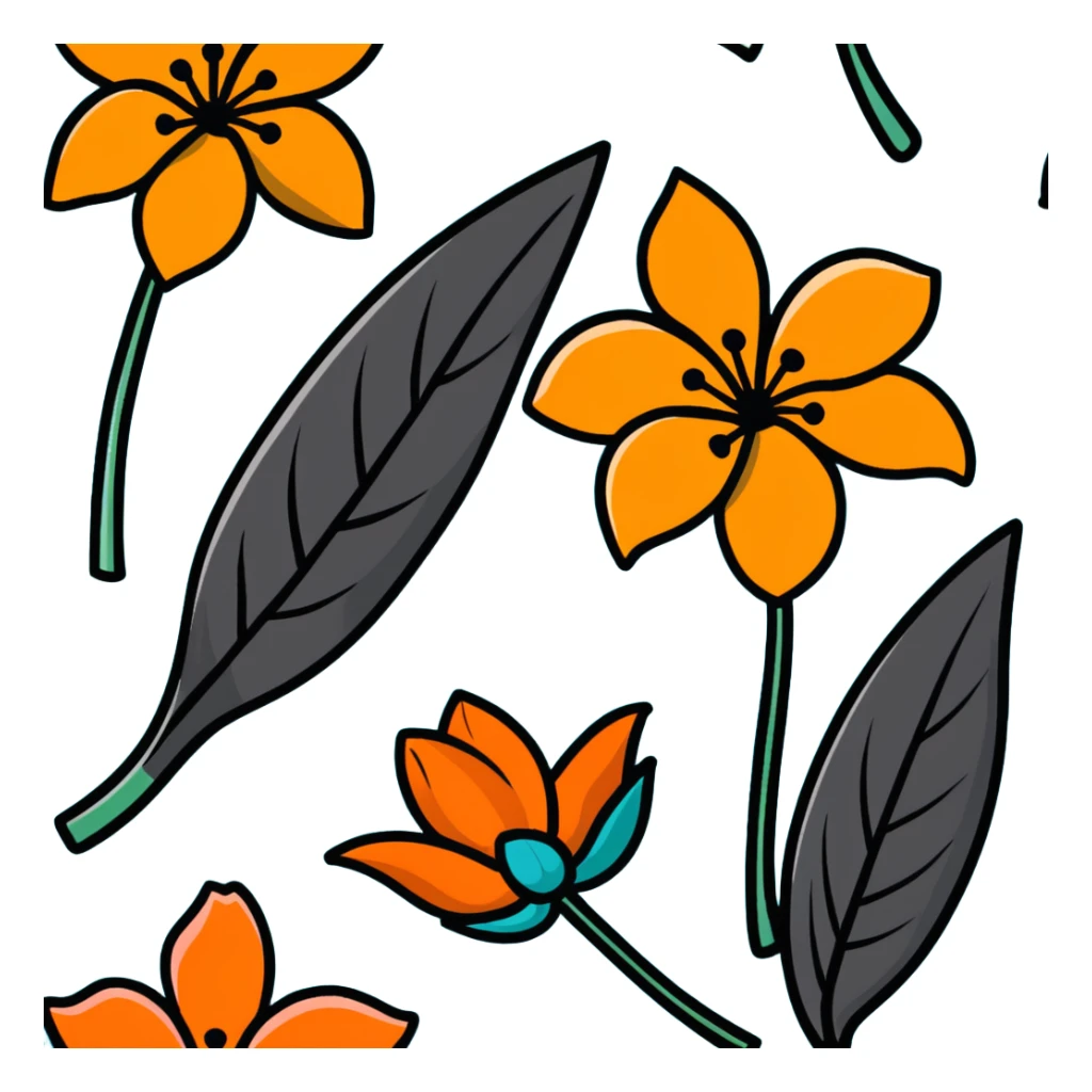 vibrant tropical flower with teal and orange colors sticker