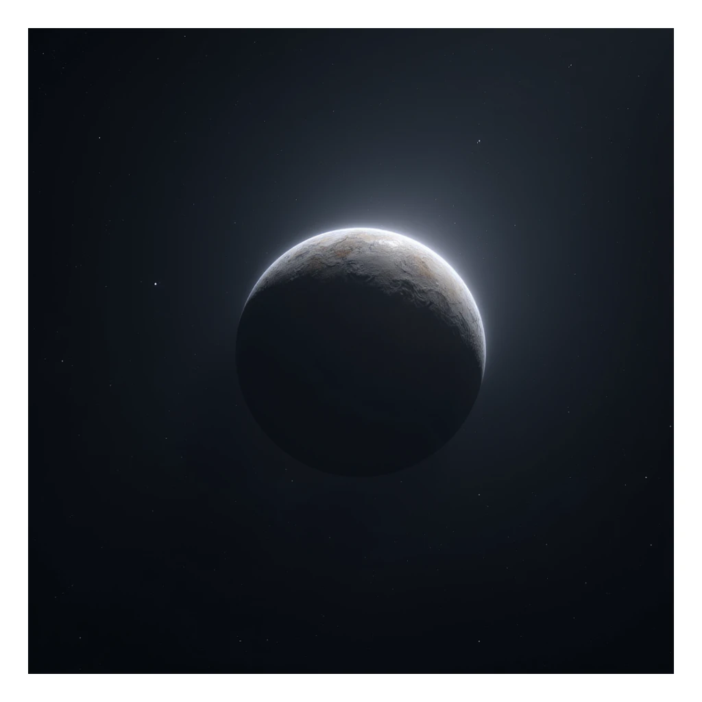 photorealistic image of a solitary distant planet in space, isolated, transparent background sticker