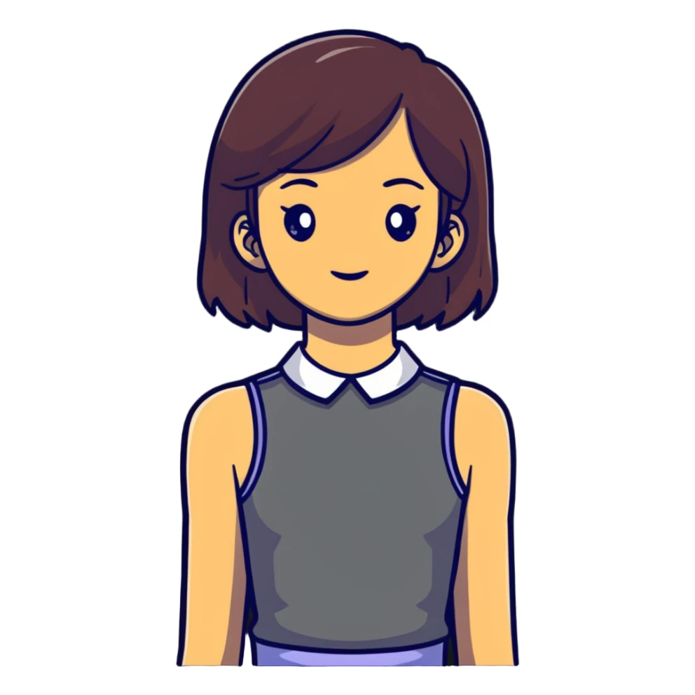 red sleeveless top with a darker collar on a girl sticker