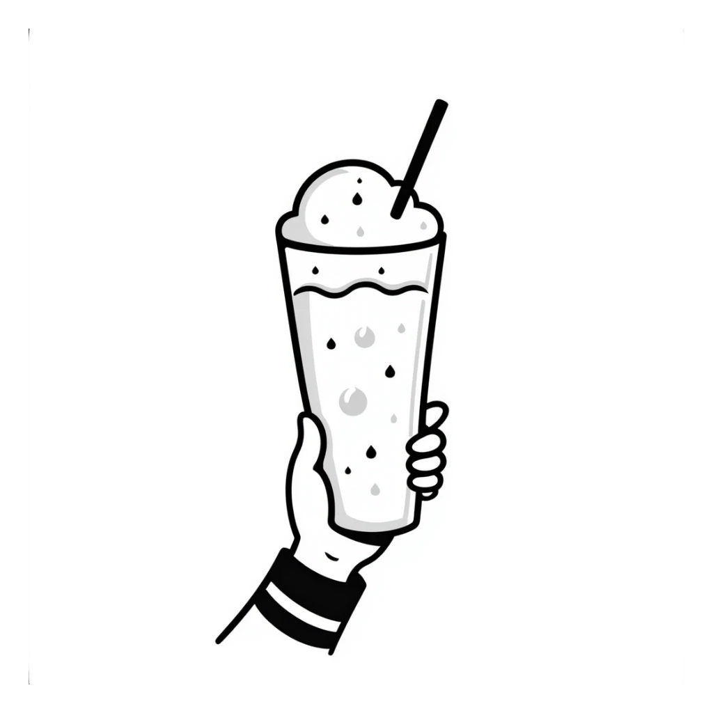 cream soda with hand-drawn lines, playful style sticker
