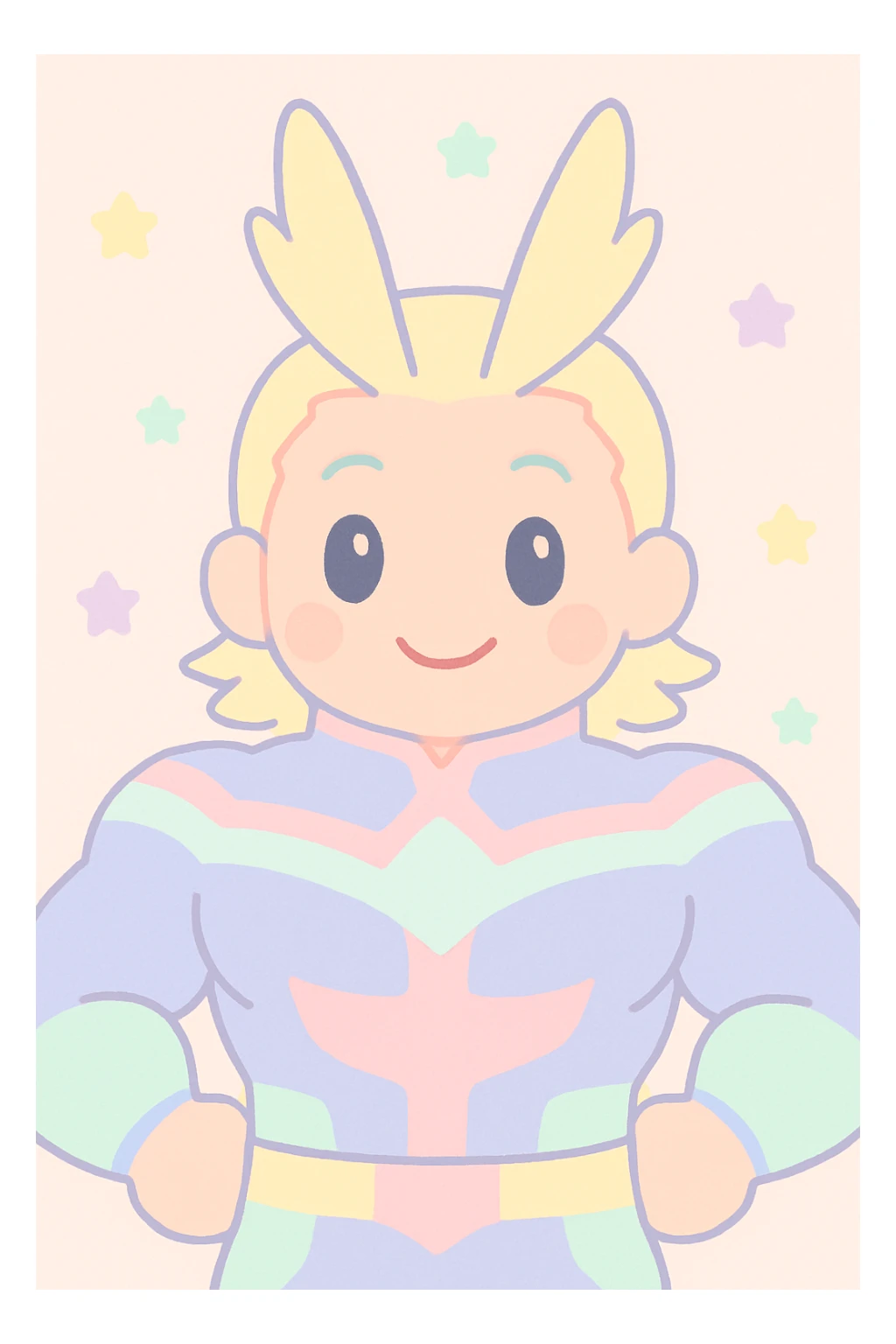 All Might in his muscular form, smiling heroically, anime style, My Hero Academia theme sticker