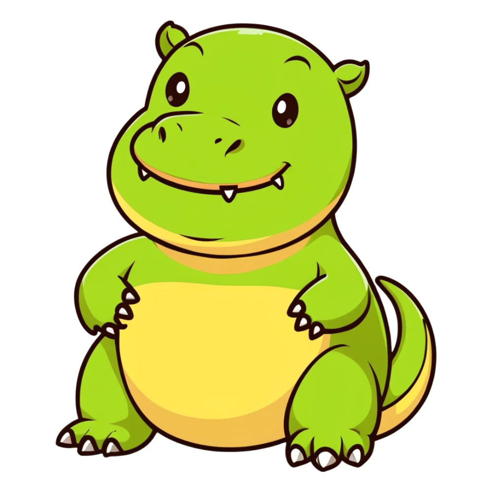 A fat komodo dragon with a bloated stomach, mid-hiccup with its body bouncing slightly from the hiccup sticker
