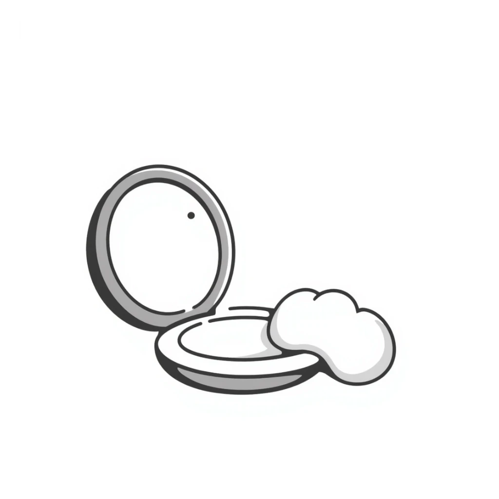 Compact mirror with powder puff sticker