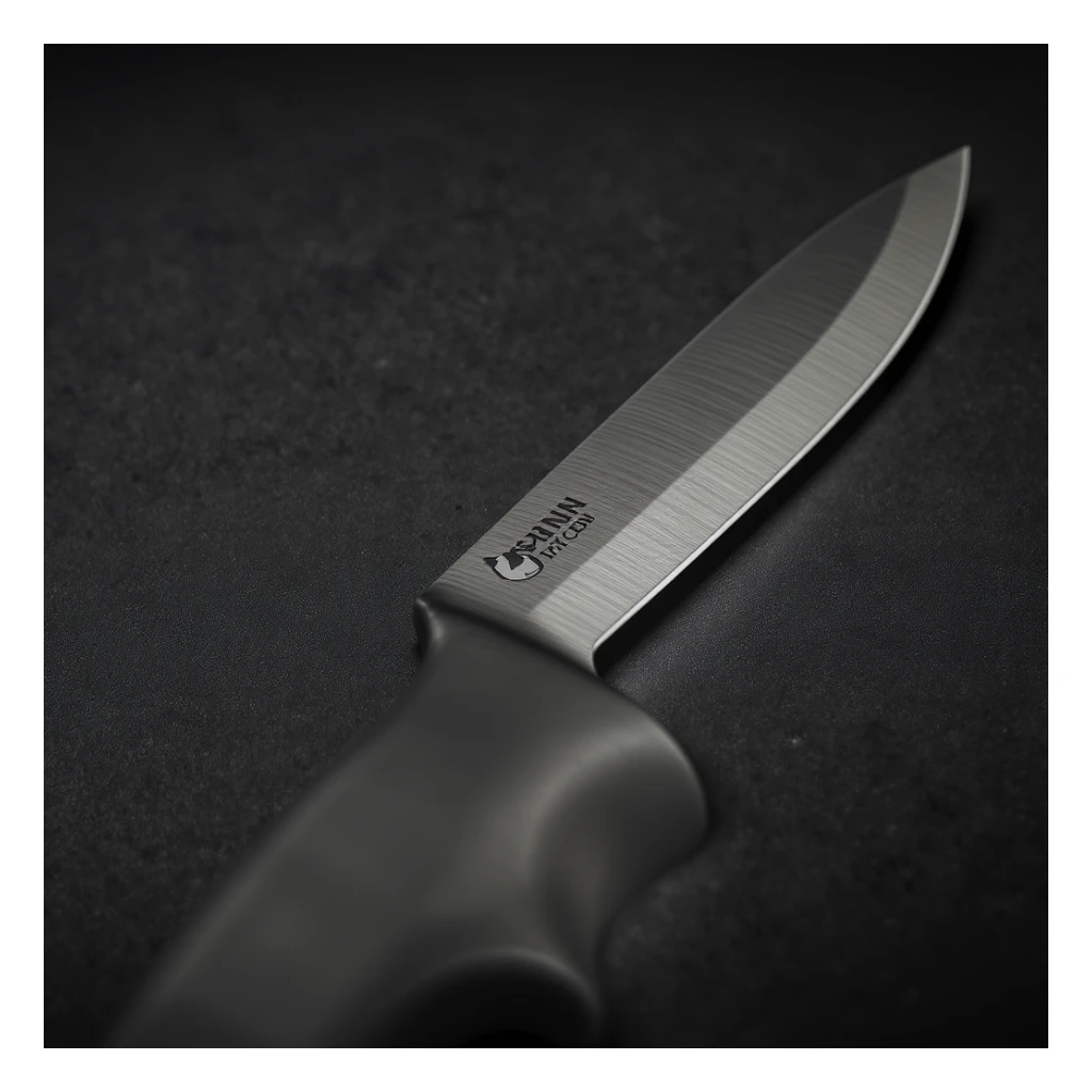 a simple realistic knife, sharp blade, detailed texture, professional photography style sticker