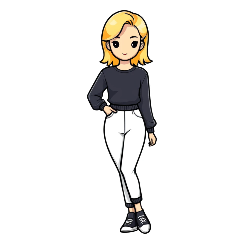 stylish blonde model in a fashionable full body pose sticker