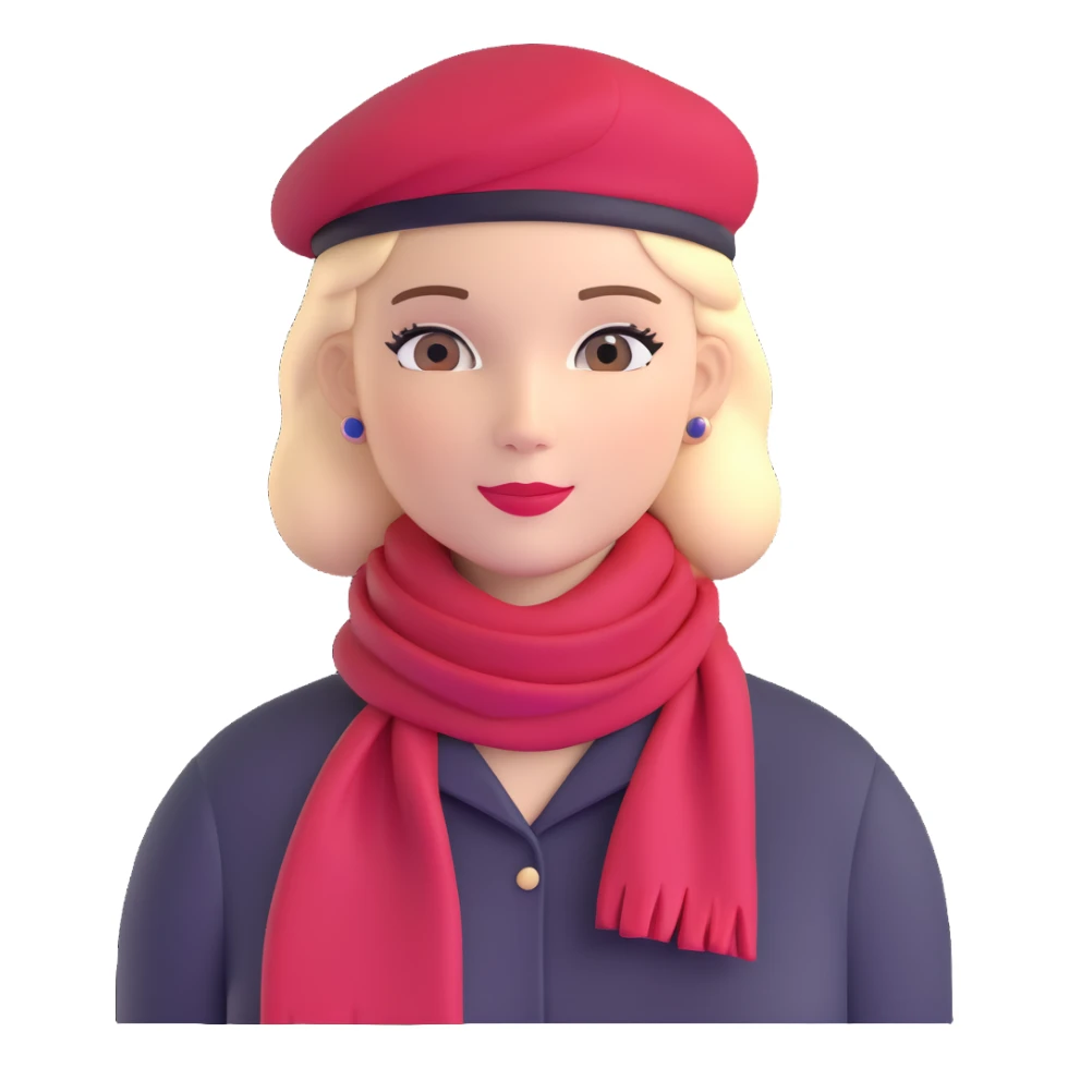 Elegant Parisian woman with red beret and scarf sticker