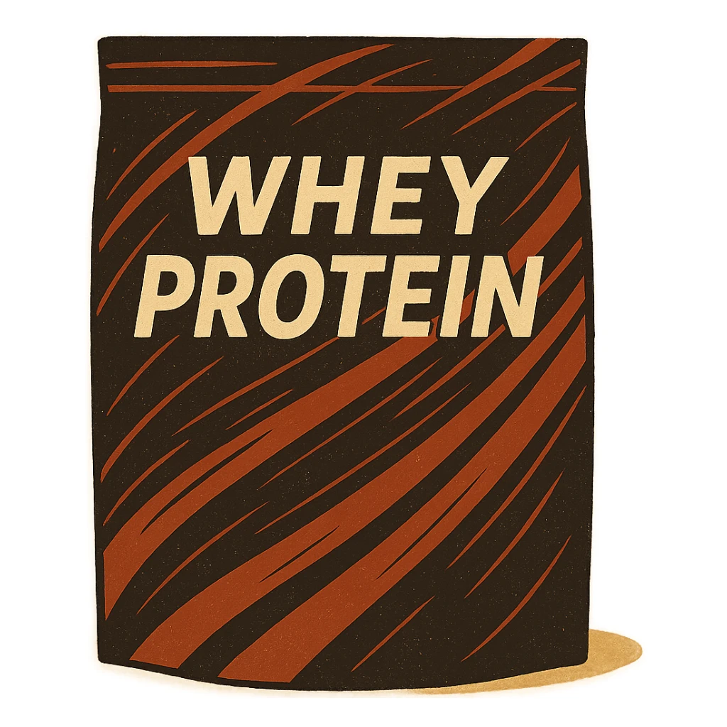 whey protein pouch, sporty design, dynamic lines, black and red color scheme, energy vibe, large protein lettering sticker