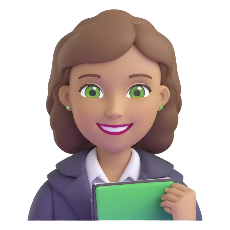 smiling teacher with light brown hair and green eyes sticker
