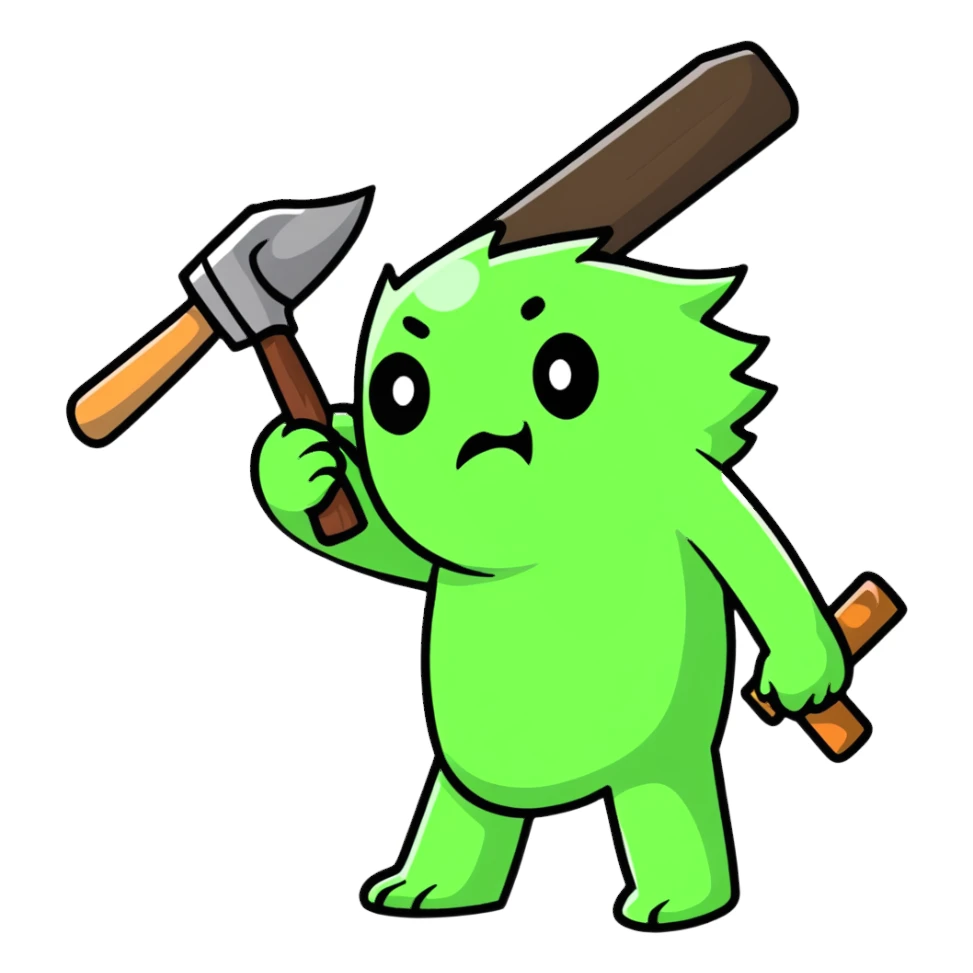 cartoon sticker of a head with a hammer hitting it, expressive face sticker