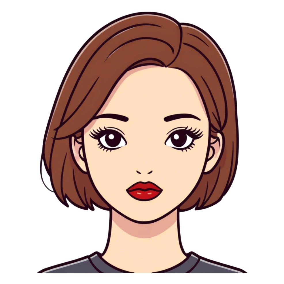 A brunette girl with lipstick and lashes  sticker