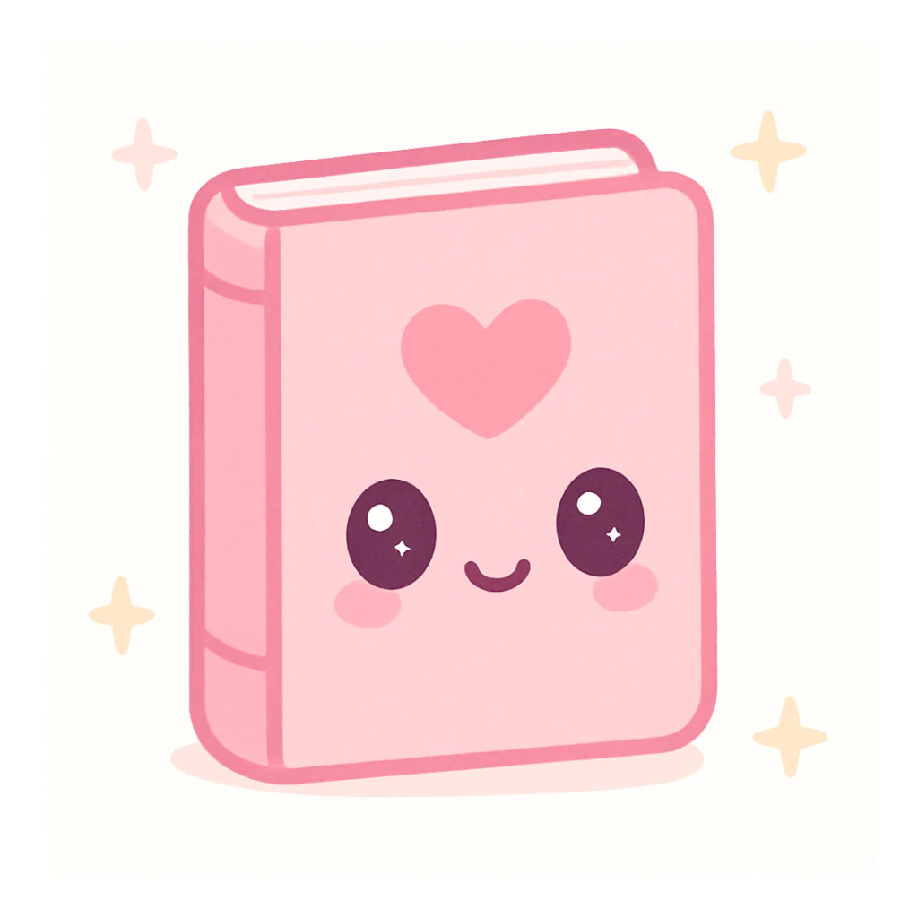 a single pink book with a heart on the cover, cute style sticker