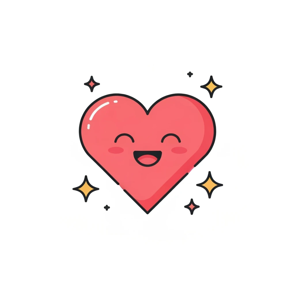 kpop heart with stars, cute, expressive, minimal sticker