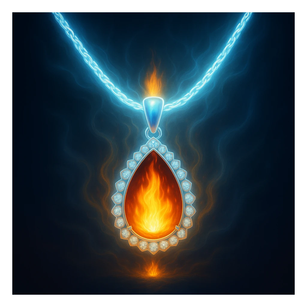 Replace the dark void with a small, powerful flame inside the pendant sticker