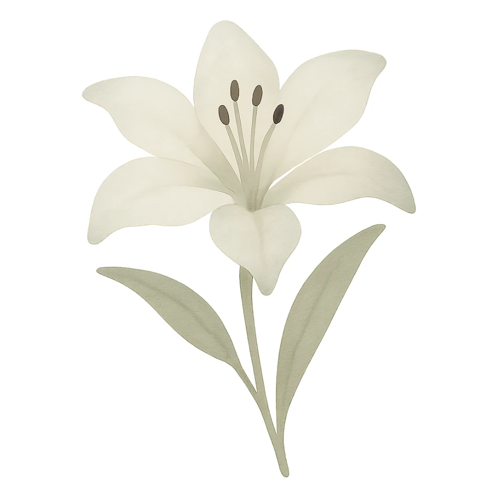 white lily flower, soft watercolor style, gentle shading sticker
