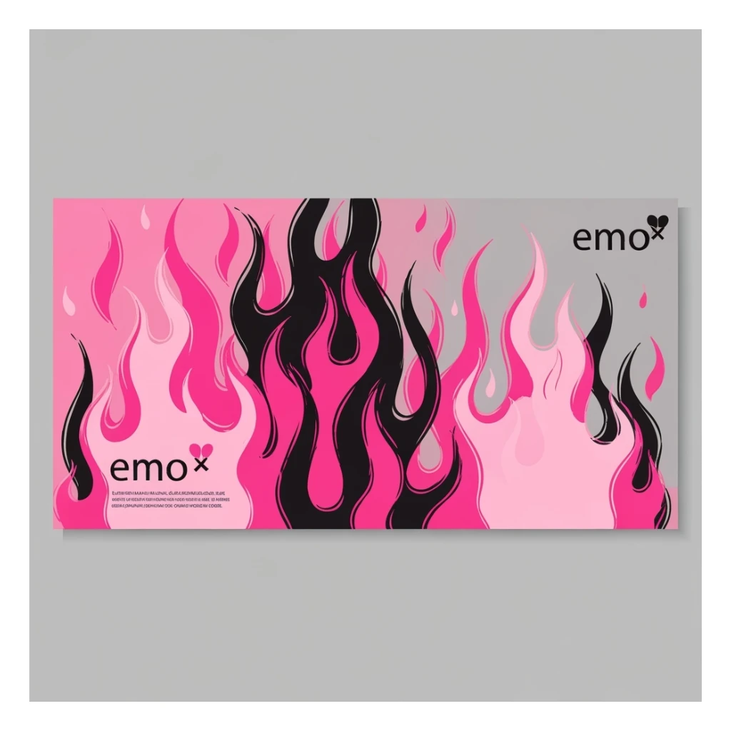 minimal emo banner with flames, cute, expressive sticker