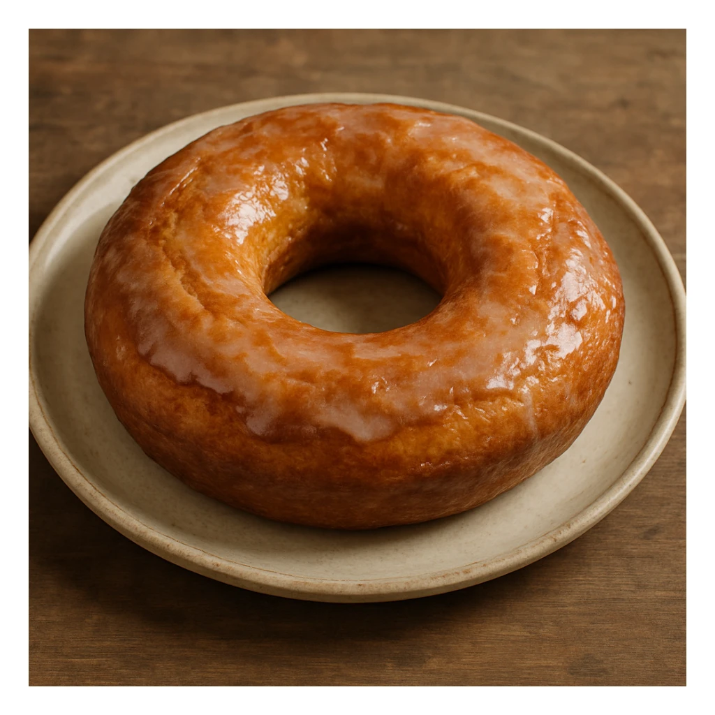 ciambella, realistic style, rustic homemade look, lightly glazed, on a plate sticker